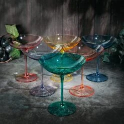 Colored Vintage Glass Coupes 12oz By The Wine Savant - Colorful Cocktail, Martini & Champagne Glasses, Prosecco, Mimosa Glasses Set, Cocktail Glass Set, Bar Glassware Luster Glasses (6, Multicolored) -Refined Spirits Store 914IFpGgV7L. AC SL1500