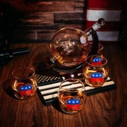 Republican Party Wine & Whiskey Decanter Set, Proud Republicans Vote Red Election Decor, Washington DC Politics Gift, 750ml US Flag & 4 Glasses - Elephant Logo, RNC Gifts, Senate, House & President -Refined Spirits Store 915bfvhk7IL. AC SL1500