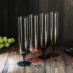 Multicolored Beautiful Champagne Flutes 10" Stemmed - 4 Set- Blue, Green, Brown, Pink - 10.5 OZ Elegant Glass Colored Glasses, Mimosa , Cocktail Bar Glassware Ideal For Home, Weddings - Gift 9 Multicolored Beautiful Champagne Flutes 10" Stemmed - 4 Set- Blue, Green, Brown, Pink - 10.5 OZ Elegant Glass Colored Glasses, Mimosa , Cocktail Bar Glassware Ideal For Home, Weddings - Gift -Refined Spirits Store 916RwsbZNfL. AC SL1500