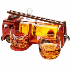 Firetruck Whiskey Decanter With Two 12 Oz Glasses Gift Firefighter Gifts, Fireman, Firetruck Figurine, Police Gifts, Fire Department Gifts, Gifts For Firefighters! 600ml 13" L 6" H Gifts For Dad