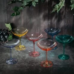 Colored Vintage Glass Coupes 12oz By The Wine Savant - Colorful Cocktail, Martini & Champagne Glasses, Prosecco, Mimosa Glasses Set, Cocktail Glass Set, Bar Glassware Luster Glasses (6, Multicolored) -Refined Spirits Store 91C26oyK8vL. AC SL1500