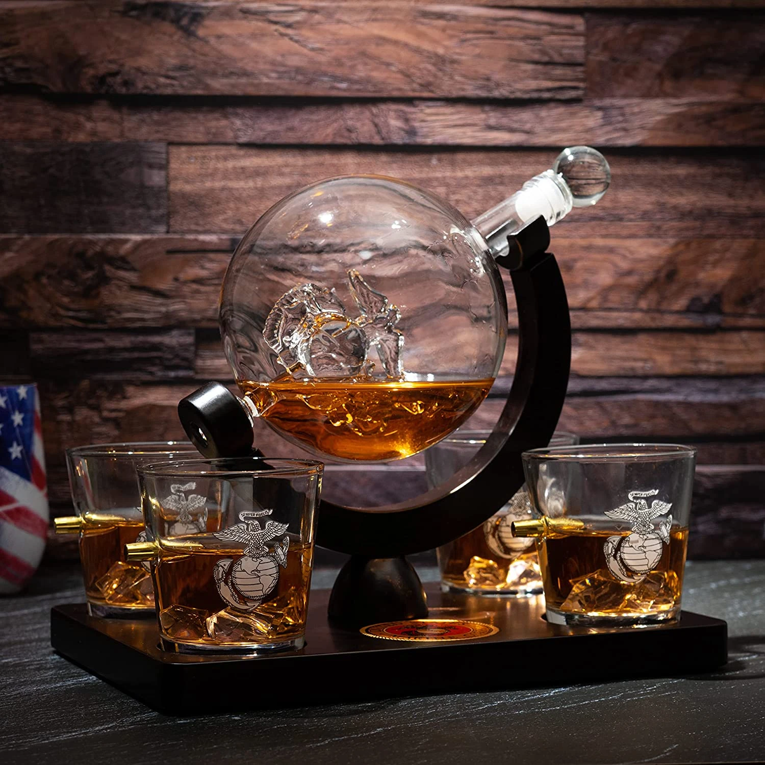 Marine Decanter Set With Four 3 Oz Shot Glasses 1000ml Marines Gift Decanter By The Wine Savant - Marine Gifts, Army Gifts, Veteran Gifts 2 Marine Decanter Set With Four 3 Oz Shot Glasses 1000ml Marines Gift Decanter By The Wine Savant - Marine Gifts, Army Gifts, Veteran Gifts - Image 2