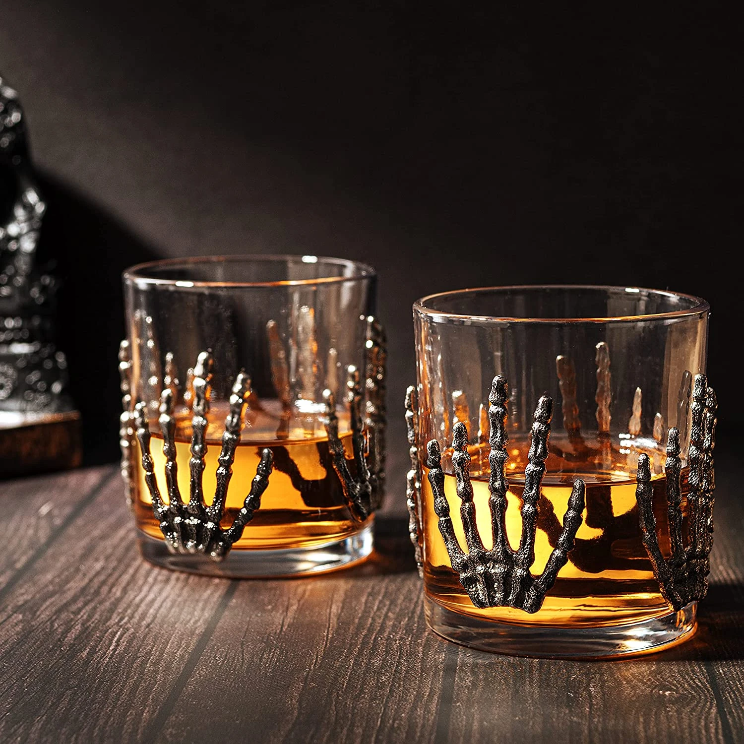 The Wine Savant Skeleton Hand Wine Glass Set Of 2 10 Oz Glasses 5" H, Goth Gifts, Skeleton Gifts, Skeleton Decor, Spooky Glass Gift Set, Goth Decor, Unique Themed Parties 2 The Wine Savant Skeleton Hand Wine Glass Set Of 2 10 Oz Glasses 5" H, Goth Gifts, Skeleton Gifts, Skeleton Decor, Spooky Glass Gift Set, Goth Decor, Unique Themed Parties - Image 2