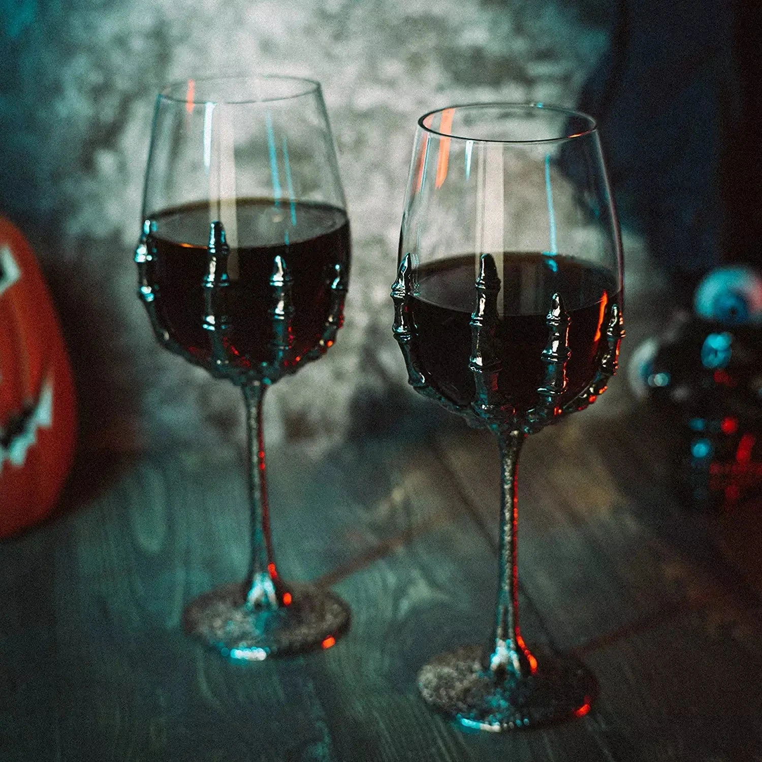 Stemmed Skeleton Wine Glasses Set Of 2 By The Wine Savant - Skeleton Hand Glasses 9" H, Goth Gifts, Skeleton Gifts, Skeleton Decor, Spooky Cocktails, Wine Gift Set, Wine Glasses! 1 Stemmed Skeleton Wine Glasses Set Of 2 By The Wine Savant - Skeleton Hand Glasses 9" H, Goth Gifts, Skeleton Gifts, Skeleton Decor, Spooky Cocktails, Wine Gift Set, Wine Glasses!