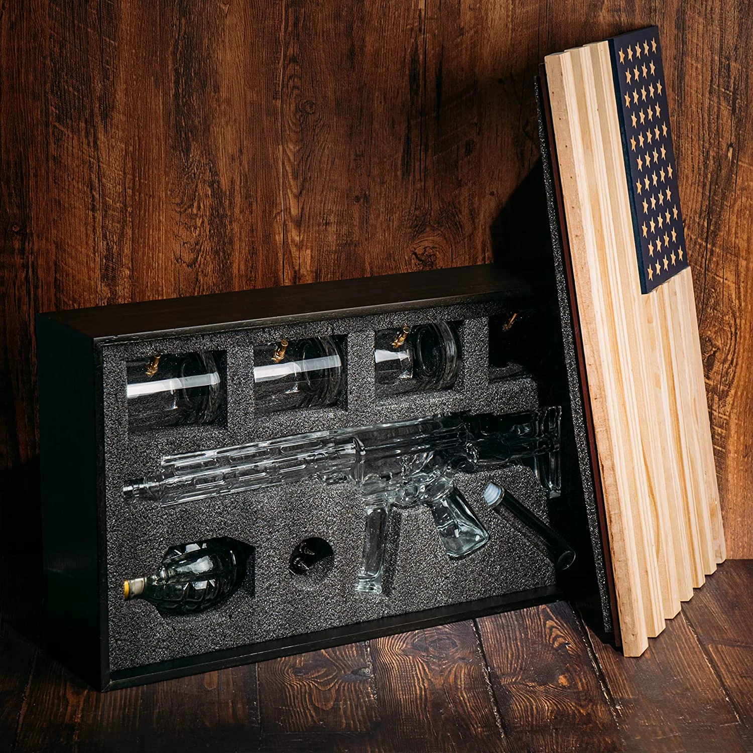 AR15 Whiskey Gun Decanter Flag Set - 1000ml Rifle & Pistol Set - Hanging Storage American Flag Gift Box & Bullet Glasses & Shot Glass, Great Gift For Army, Navy, Marines, Veterans & Gun Enthusiasts 3 AR15 Whiskey Gun Decanter Flag Set - 1000ml Rifle & Pistol Set - Hanging Storage American Flag Gift Box & Bullet Glasses & Shot Glass, Great Gift For Army, Navy, Marines, Veterans & Gun Enthusiasts - Image 3