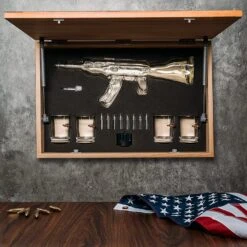 Gun Whiskey Decanter Set By The Wine Savant - SKF1801 Whiskey Gun Decanter 8 Bullet Whiskey Chillers - Military Gifts, Veteran Gifts, Law Enforcement Gifts, Home Bar Gifts, Drinking Accessories -Refined Spirits Store 91QU ZYc8uL. AC SL1500