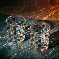 The Wine Savant Artisanal Hand Painted Stained Glass Window Whiskey Tumblers 10oz Set Of 2 Renaissance Romantic Rainbow Colored Drinking Glasses - Gift Idea For Her, Home Bar, Weddings 4" H -Refined Spirits Store 91QvjV2r6DL. AC SL1500