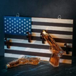 Pistol Whiskey Decanter Set Of 2 300ml On American Flag Wall Rack By The Wine Savant - Tik Tok Gun Decanter, Veteran Gifts, Military Gifts, Home Bar Gifts, Law Enforcement Gifts -Refined Spirits Store 91ShyfZXEVL. AC SL1500