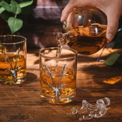 Stag Antler Whiskey Decanter Set 8.5" H With 2 Stag 12oz Glasses - Hunting Liquor Scotch Bourbon Gift For Him By The Wine Savant - Stag Deer Figurine, Hunter Gifts Luxury Decanter 750ml -Refined Spirits Store 91ZR2b7kT6L. AC SL1500