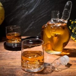 Peace Sign Wine And Whiskey Decanter 750ml With 2 10oz Glasses By The Wine Savant 9" H 14" L - Peace Sign Decanter, World Peace Gifts, Peace Sign Gifts, Peace Sign Glass Figurine, Perfect For Parties -Refined Spirits Store 91a BrlXTSL. AC SL1500