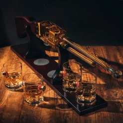 Shotgun Rifle Wine & Whiskey Decanter Set 20oz With Bullet Glasses By The Wine Savant - Firearm Shooting Gun Gifts For Men Veterans, Military, Home Bar, Law Enforcement 30" L 9.5" H -Refined Spirits Store 91adhKcXCyL. AC SL1500