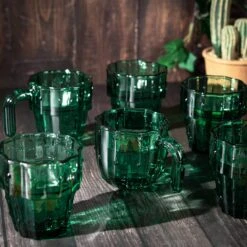 Cactus Stackable Glasses, Stacktus Gifts, Set Of 6-10 Oz Cactus Shape Glasses With Handles Green Glass Blown Figurines Plant Decorations For Parties 3.5" H 5" W - Copyright Design, Patent Pending -Refined Spirits Store 91c9DcSvzKL. AC SL1500