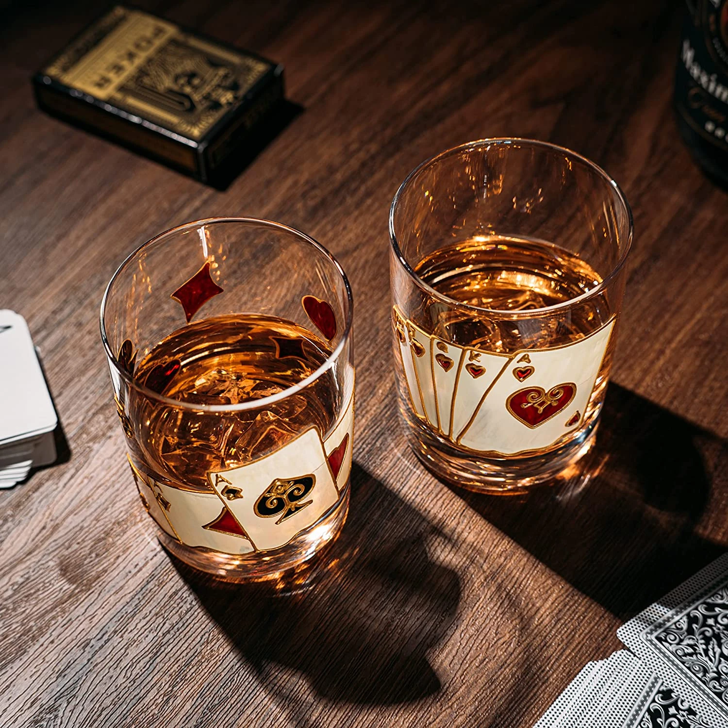 Playing Cards Drinking Glasses - Artisanal Hand Painted Players Casino Set Of 2 Water, Wine & Whiskey Glasses - The Wine Savant - Crystal Glassware - Gift Idea For Him, Birthday, Housewarming - 12oz 4 Playing Cards Drinking Glasses - Artisanal Hand Painted Players Casino Set Of 2 Water, Wine & Whiskey Glasses - The Wine Savant - Crystal Glassware - Gift Idea For Him, Birthday, Housewarming - 12oz - Image 4