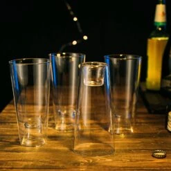 Shot In The Pint Glass, Take A Shot Funny Beer Glass/Mug 4-Set 7"H The Wine Savant - Beers Pilsner Tumblers, Perfect For Entertaining, Home Bar, Weddings, Parties, Funny Drinking Gifts 21 Oz (640mL) -Refined Spirits Store 91dx3 byJML. AC SL1500