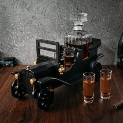 Old Fashioned Car Whiskey Decanter Set, Model T, Very Large 15" X 13" X 7" 750ml Decanter, And - 4 3oz Whiskey Tumbler Old Fashion Glasses, Old Fashioned Vintage Car, Limited Edition, Car Lovers Gift! -Refined Spirits Store 91i19r9J 4L