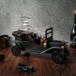 Old Fashioned Car Whiskey Decanter Set, Model T, Very Large 15" X 13" X 7" 750ml Decanter, And - 4 3oz Whiskey Tumbler Old Fashion Glasses, Old Fashioned Vintage Car, Limited Edition, Car Lovers Gift!