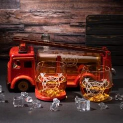 Firetruck Whiskey Decanter With Two 12 Oz Glasses Gift Firefighter Gifts, Fireman, Firetruck Figurine, Police Gifts, Fire Department Gifts, Gifts For Firefighters! 600ml 13" L 6" H Gifts For Dad -Refined Spirits Store 91qc1VmtdpL. AC SL1500