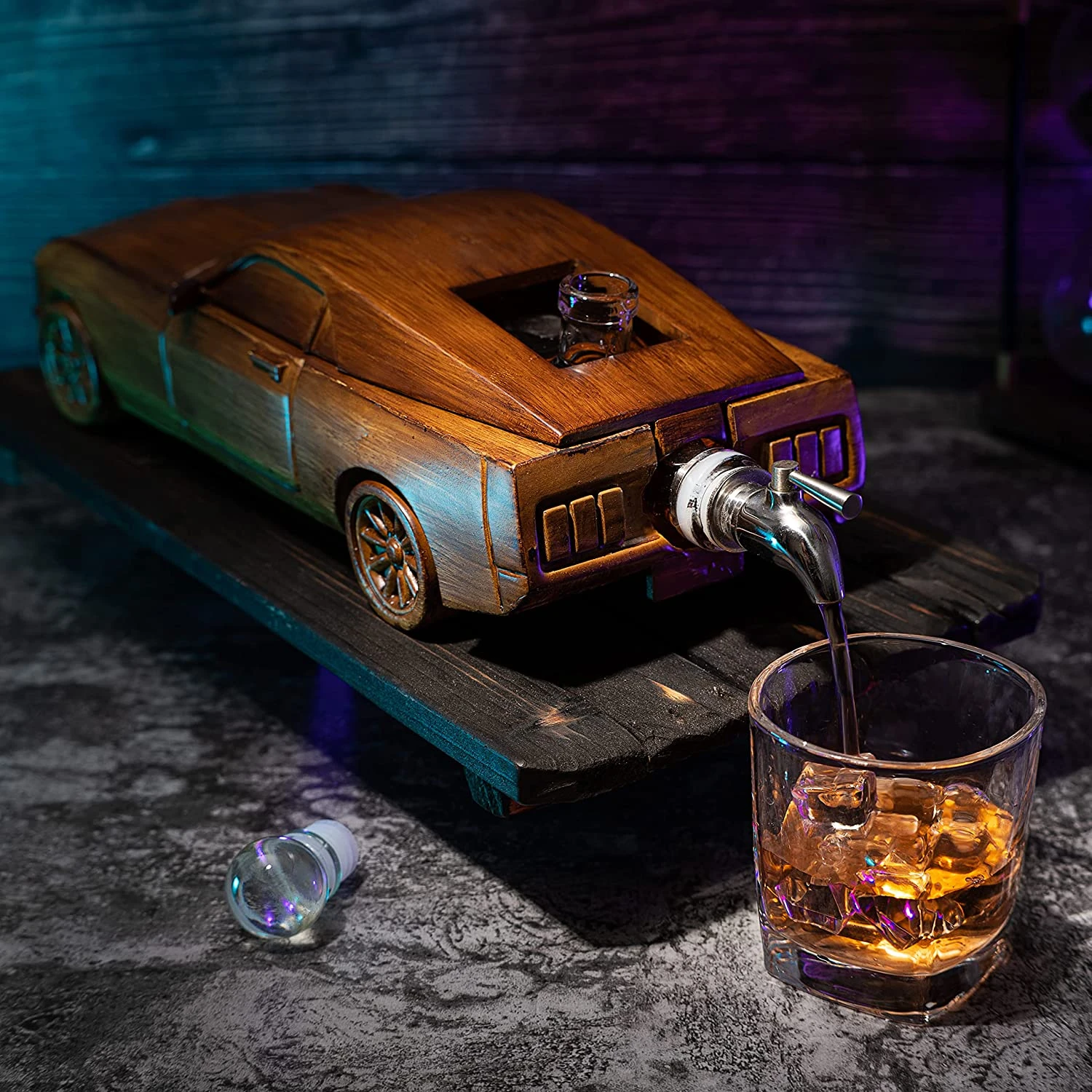 Car Wine & Whiskey Decanter Set 500ml By The Wine Savant 13" L - Wooden Car Figurine, Fastback Car Gifts, Bar Gifts, Parties, Birthdays 3 Car Wine & Whiskey Decanter Set 500ml By The Wine Savant 13" L - Wooden Car Figurine, Fastback Car Gifts, Bar Gifts, Parties, Birthdays - Image 3
