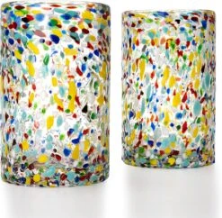 Hand Blown Mexican Drinking Glasses – Set Of 6 Confetti Rock Design Glasses By The Wine Savant (Confetti) -Refined Spirits Store 91vq0nWBMoL. AC SL1500
