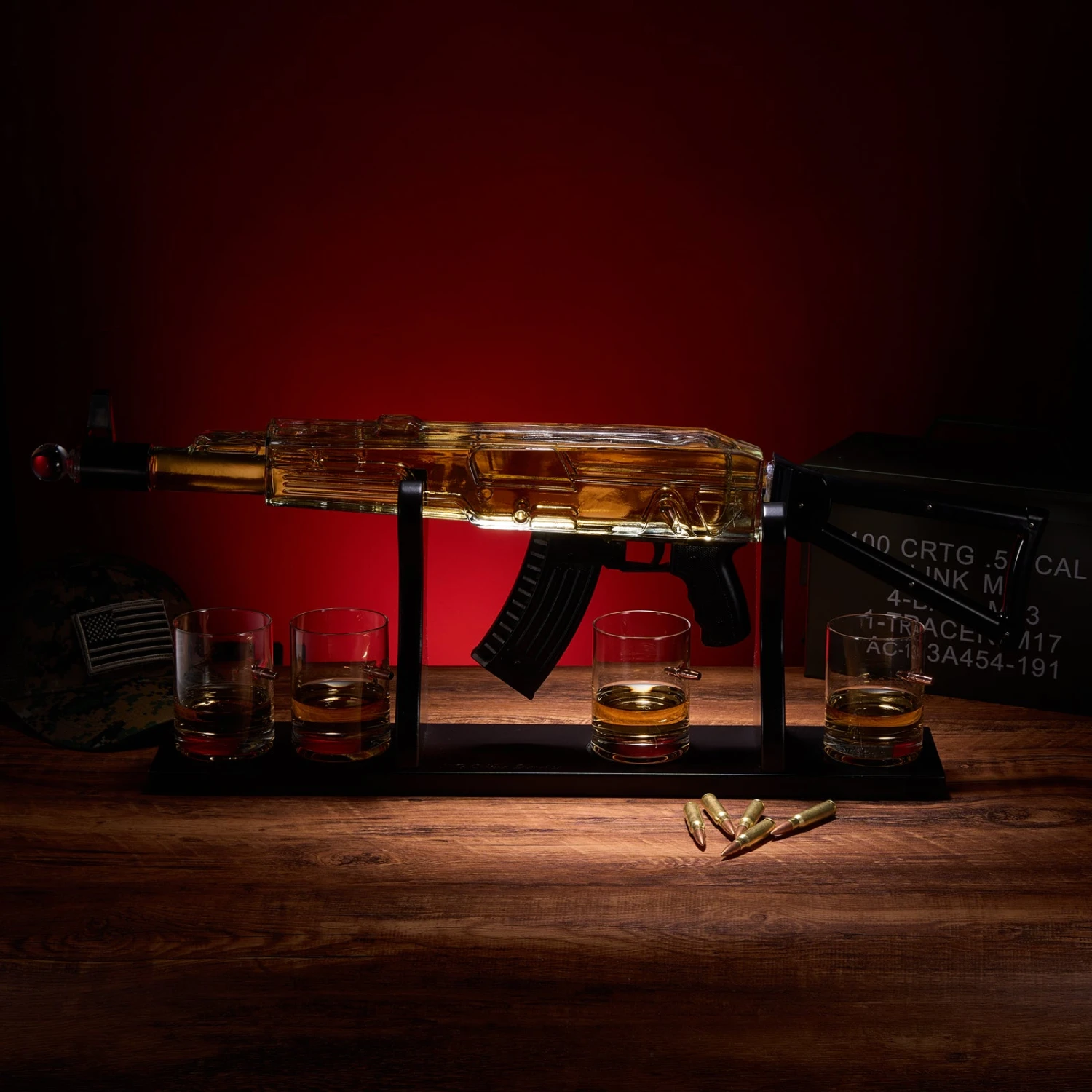 Gun Whiskey Decanter Set - Limited Edition, Silencer Stopper - 710 Ml & 4 10.5oz Bullet Glasses - Unique Gift - Drinking Party Accessory, Handmade Gun Liquor Decanter, Tik Tok Gun Decanter, Dad Gift 2 Gun Whiskey Decanter Set - Limited Edition, Silencer Stopper - 710 Ml & 4 10.5oz Bullet Glasses - Unique Gift - Drinking Party Accessory, Handmade Gun Liquor Decanter, Tik Tok Gun Decanter, Dad Gift - Image 2
