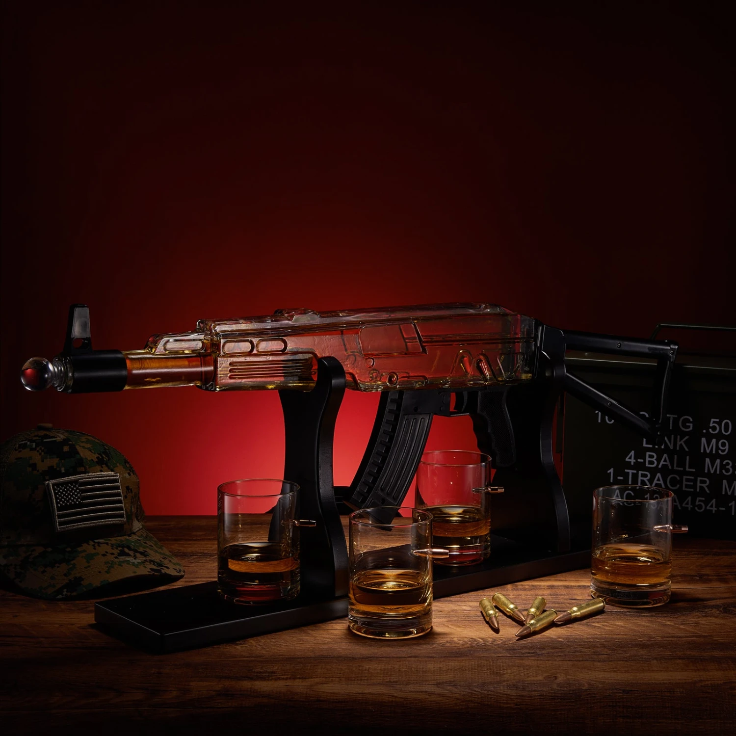 Gun Whiskey Decanter Set - Limited Edition, Silencer Stopper - 710 Ml & 4 10.5oz Bullet Glasses - Unique Gift - Drinking Party Accessory, Handmade Gun Liquor Decanter, Tik Tok Gun Decanter, Dad Gift 3 Gun Whiskey Decanter Set - Limited Edition, Silencer Stopper - 710 Ml & 4 10.5oz Bullet Glasses - Unique Gift - Drinking Party Accessory, Handmade Gun Liquor Decanter, Tik Tok Gun Decanter, Dad Gift - Image 3