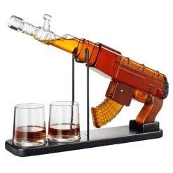 Gifts For Men Dad, Guns Whiskey Decanter Set For Men - Gun Decanter, Detachable Magazine & 2 Bullet Shot Glasses, Liquor Dispenser For Bar, Cool Anniversary Birthday Military Present Ideas -Refined Spirits Store AKnewwhiskeydecanter 3
