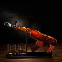 Gifts For Men Dad, Guns Whiskey Decanter Set For Men - Gun Decanter, Detachable Magazine & 2 Bullet Shot Glasses, Liquor Dispenser For Bar, Cool Anniversary Birthday Military Present Ideas -Refined Spirits Store AKnewwhiskeydecanter 4