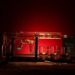 Gifts For Men Dad, The Wine Savant 1000 ML Whiskey Decanter Set With 4 Glasses, Unique Anniversary Birthday Gift Ideas For Him Husband Grandpa, Cool Military Tequila Liquor Dispenser For Home Bar -Refined Spirits Store AR15Decantersetwith4bullet2ndammendmentglasses15