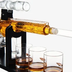 Whiskey Decanter Set - AR Limited Edition, Wooden Silencer Stopper - 800 Ml & 4 12oz Bullet Glasses - Unique Gift - Drinking Party Accessory, Gun Liquor Decanter, Tik Tok Gun Decanter Mens Birthday 10 Whiskey Decanter Set - AR Limited Edition, Wooden Silencer Stopper - 800 Ml & 4 12oz Bullet Glasses - Unique Gift - Drinking Party Accessory, Gun Liquor Decanter, Tik Tok Gun Decanter Mens Birthday -Refined Spirits Store AR15withwoodenscopewithfourbulletglassesandstand5 1