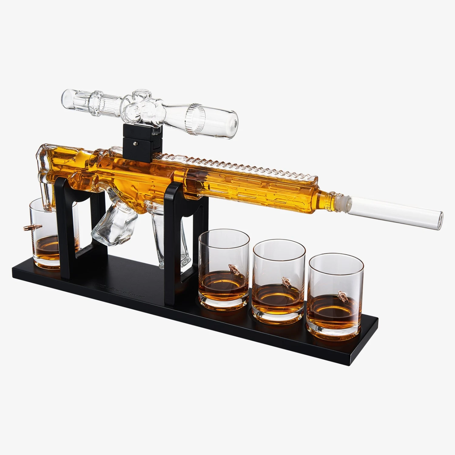 Whiskey Decanter Set - AR Limited Edition, Wooden Silencer Stopper - 800 Ml & 4 12oz Bullet Glasses - Unique Gift - Drinking Party Accessory, Gun Liquor Decanter, Tik Tok Gun Decanter Mens Birthday 7 Whiskey Decanter Set - AR Limited Edition, Wooden Silencer Stopper - 800 Ml & 4 12oz Bullet Glasses - Unique Gift - Drinking Party Accessory, Gun Liquor Decanter, Tik Tok Gun Decanter Mens Birthday - Image 7