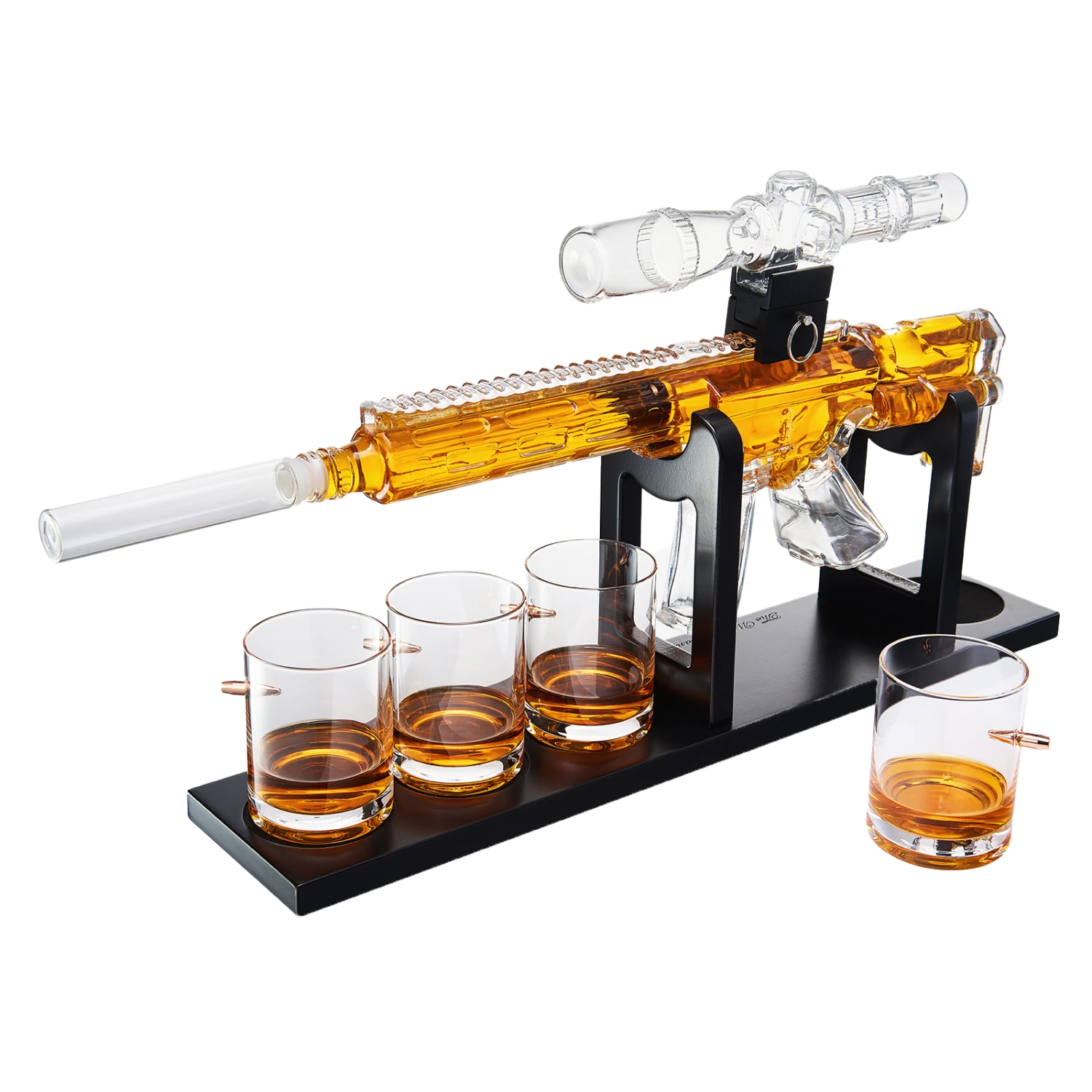 Whiskey Decanter Set - AR Limited Edition, Wooden Silencer Stopper - 800 Ml & 4 12oz Bullet Glasses - Unique Gift - Drinking Party Accessory, Gun Liquor Decanter, Tik Tok Gun Decanter Mens Birthday 1 Whiskey Decanter Set - AR Limited Edition, Wooden Silencer Stopper - 800 Ml & 4 12oz Bullet Glasses - Unique Gift - Drinking Party Accessory, Gun Liquor Decanter, Tik Tok Gun Decanter Mens Birthday