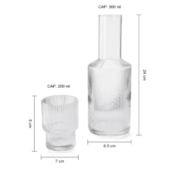 Bedside Water Carafe & Tumbler Set | 2-Piece Set | Crystal Elegant Ribbed Night Glass Pitcher - 900 ML - Bedroom Nightstand Serving Decanter Dispenser For Water, Juice, Tea Drinks, Pitcher & Cup Set 11 Bedside Water Carafe & Tumbler Set | 2-Piece Set | Crystal Elegant Ribbed Night Glass Pitcher - 900 ML - Bedroom Nightstand Serving Decanter Dispenser For Water, Juice, Tea Drinks, Pitcher & Cup Set -Refined Spirits Store ASWDRFVA