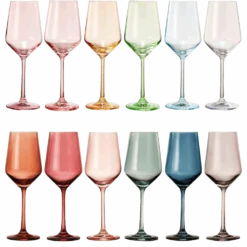 Make Your Own Set Wine Glass SINGLE, Colorful Magenta Colored Large 12 Oz Glass, Unique Italian Style Tall For White & Red Wine, Gifts For Mothers Day Gift, Set Of 1 Beautiful Glassware (Magenta)