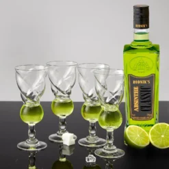 Vintage Crystal Absinthe Glasses | Set Of 4 | 6.5 Oz Wine Savant - Stemmed Classic With Swiss Bubble Reservoir, Tasting, Nosing & Sipping, Absinthe, Sambuca, Raki, Pastis, Ouzo, Drinking Green Fairy -Refined Spirits Store AbsintheGlass