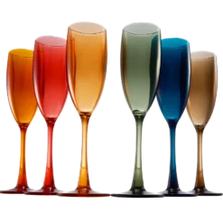 Unbreakable Pastel Color Acrylic Champagne Flutes Glasses | Set Of 6 | European Style Toasting Cups 100% Tritan Drinkware, 5 Oz Dishwasher Safe BPA-free Plastic, Perfect For Wedding, Poolside Outdoors