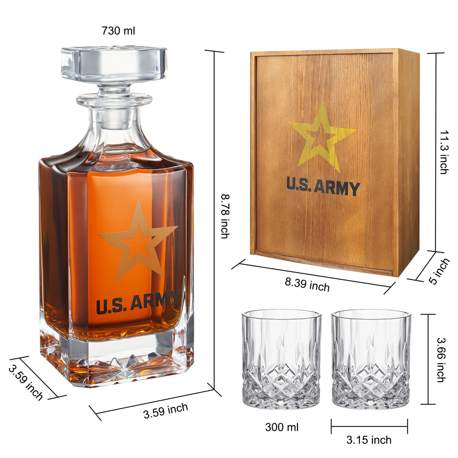 Army Whiskey Decanter Gift Set | 730mL Decanter 2 Whiskey Glass | Military Gifts For Loved Ones Serving For Our Country - Army, Navy, Airforce - Father's Day, Birthday, Housewarming - Men, Dad, Him 6 Army Whiskey Decanter Gift Set | 730mL Decanter 2 Whiskey Glass | Military Gifts For Loved Ones Serving For Our Country - Army, Navy, Airforce - Father's Day, Birthday, Housewarming - Men, Dad, Him - Image 6