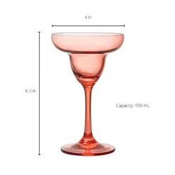 The Wine Savant Hand Blown Colorful Margarita & Martini Glass (Set Of 6) – Fancy 7.4oz Luxury Hand Blown For Cocktails, Water, Wine, Juice, & Champagne Glasses Cinco De Mayo Large Party, Set Of 6 -Refined Spirits Store B0B1439WMW