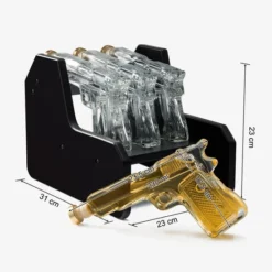 Gifts For Men Dad Whiskey Decanter Set | 7.7 Oz | Three Pistol Gun & Wooden Stand, Unique Birthday Gift Ideas Daughter Son, Home Bar Gifts, Drinking Accessories Military Present Cool Dispenser -Refined Spirits Store B0C7CTSH4S 1