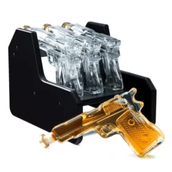 Gifts For Men Dad Whiskey Decanter Set | 7.7 Oz | Three Pistol Gun & Wooden Stand, Unique Birthday Gift Ideas Daughter Son, Home Bar Gifts, Drinking Accessories Military Present Cool Dispenser -Refined Spirits Store B0C7CTSH4S 5