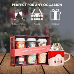 Gourmet Hot Cocoa Gift Set Cup Hot Chocolates - Set Of 6 Flavors - Salted Caramel, French Vanilla, Caramel, Gingerbread, Mint, Amaretto & More - Holiday Christmas Gifts For Her, Him, Kids -Refined Spirits Store B0D74FMDDT 5 1