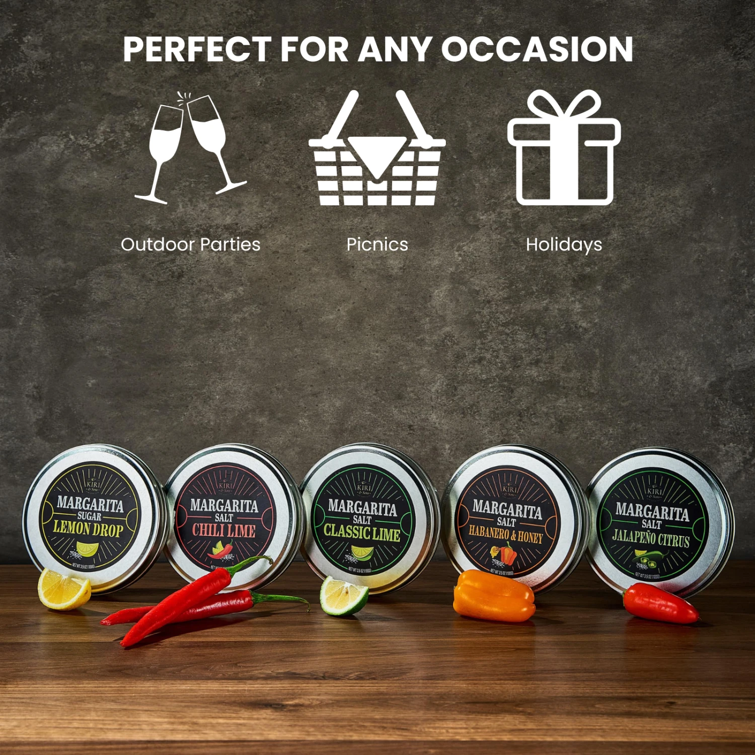 5-Pack Premium Margarita & Cocktail Flavored Salt Rimmer, Variety Set 3.5oz - Chili Lime, Lemon Drop Sugar, Lime, Habanero & Honey, Jalapeno Citrus - No Silicon Dioxide, Easy Screw-On Lid 2 5-Pack Premium Margarita & Cocktail Flavored Salt Rimmer, Variety Set 3.5oz - Chili Lime, Lemon Drop Sugar, Lime, Habanero & Honey, Jalapeno Citrus - No Silicon Dioxide, Easy Screw-On Lid - Image 2