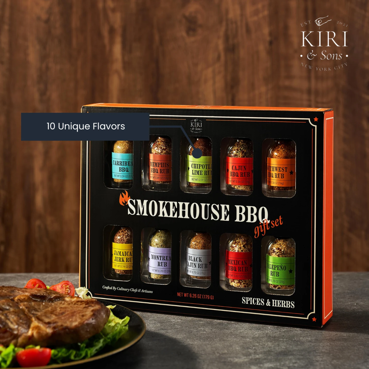Smokehouse BBQ Gourmet Grilling Spice Set | 10-Set | Glass Bottle Seasonings, Grill Seasoning Flavors Include Caribbean, Jamaican Memphis, Jalapeno Rub, Montreal, Cajun Chili Garlic & More 2 Smokehouse BBQ Gourmet Grilling Spice Set | 10-Set | Glass Bottle Seasonings, Grill Seasoning Flavors Include Caribbean, Jamaican Memphis, Jalapeno Rub, Montreal, Cajun Chili Garlic & More - Image 2