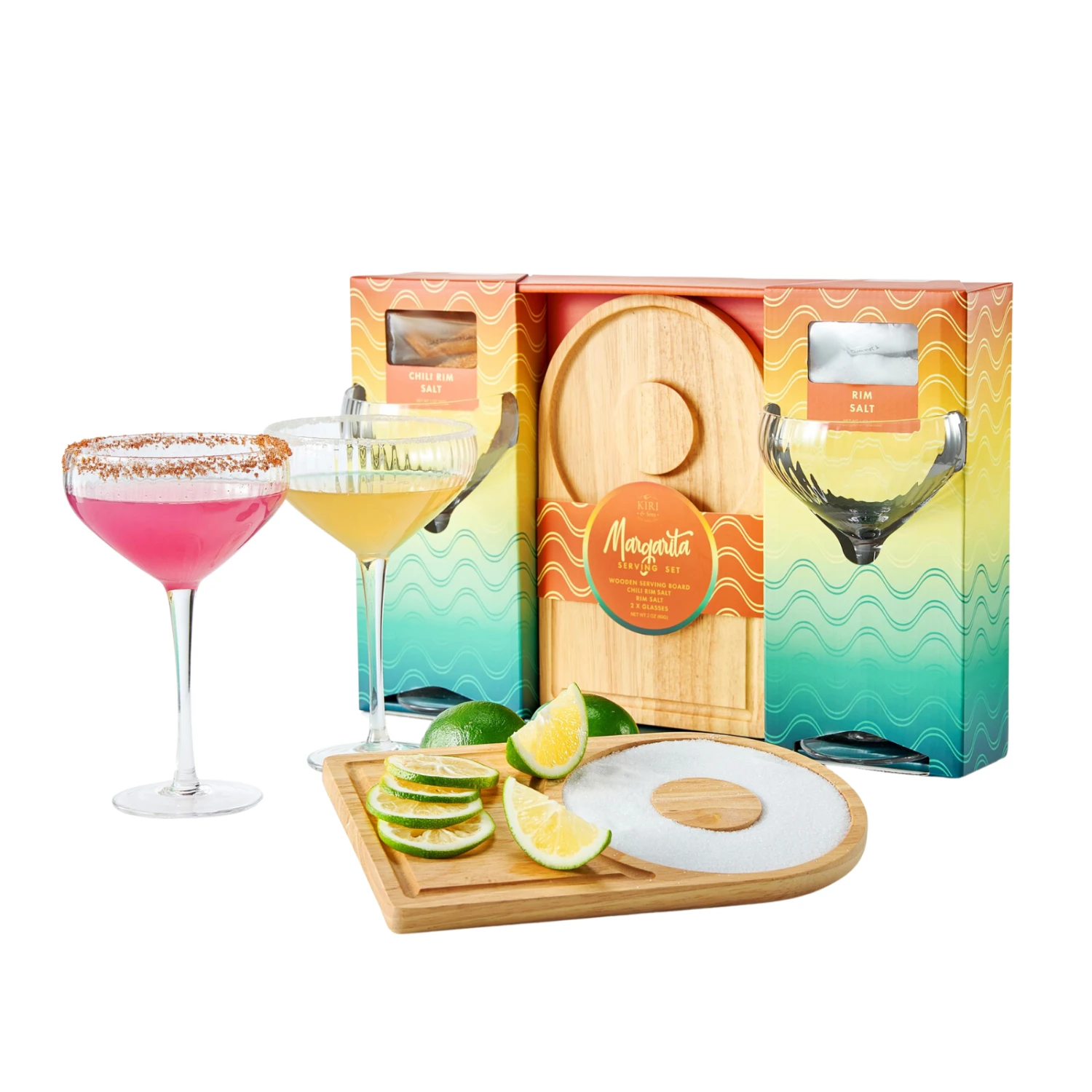 Margarita Glass, Salt & Board Gift Set - Includes 2 Ribbed 12oz Stemmed Glasses, Chili & Regular Salt, Wooden Rimmer Board, Beautiful Gift Box - Gifts For Margarita Lovers, Cocktail Parties, Holiday 1 Margarita Glass, Salt & Board Gift Set - Includes 2 Ribbed 12oz Stemmed Glasses, Chili & Regular Salt, Wooden Rimmer Board, Beautiful Gift Box - Gifts For Margarita Lovers, Cocktail Parties, Holiday