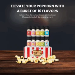 Gourmet Popcorn Seasoning Sampler Kit, 10 Flavor Variety Pack - Including Kettle Corn, Garlic Parmesan, Bacon Cheddar, Caramel, Butter, White Cheddar, Ranch, Spicy Jalapeño, Movie Night -Refined Spirits Store B0DCCYRCJG 4 1