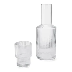 Bedside Water Carafe & Tumbler Set | 2-Piece Set | Crystal Elegant Ribbed Night Glass Pitcher - 900 ML - Bedroom Nightstand Serving Decanter Dispenser For Water, Juice, Tea Drinks, Pitcher & Cup Set 13 Bedside Water Carafe & Tumbler Set | 2-Piece Set | Crystal Elegant Ribbed Night Glass Pitcher - 900 ML - Bedroom Nightstand Serving Decanter Dispenser For Water, Juice, Tea Drinks, Pitcher & Cup Set -Refined Spirits Store BBBBBB