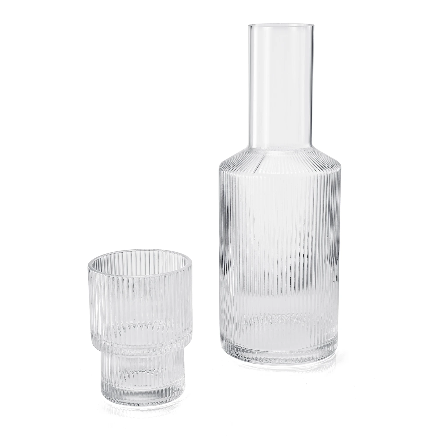 Bedside Water Carafe & Tumbler Set | 2-Piece Set | Crystal Elegant Ribbed Night Glass Pitcher - 900 ML - Bedroom Nightstand Serving Decanter Dispenser For Water, Juice, Tea Drinks, Pitcher & Cup Set 5 Bedside Water Carafe & Tumbler Set | 2-Piece Set | Crystal Elegant Ribbed Night Glass Pitcher - 900 ML - Bedroom Nightstand Serving Decanter Dispenser For Water, Juice, Tea Drinks, Pitcher & Cup Set - Image 5