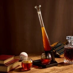 Baseball Themed Whiskey Decanter Set - 20Oz Bat Shaped Decanter With 2 11OZ Glasses, Perfect Birthday Gift For Men, Brothers, Boyfriends, Coaches – Ideal For Liquor, Tequila And Bourbon With Gift Box -Refined Spirits Store BaseballbatDecanterwithTwoGlasses GiftBox1 1
