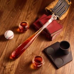 Baseball Themed Whiskey Decanter Set - 20Oz Bat Shaped Decanter With 2 11OZ Glasses, Perfect Birthday Gift For Men, Brothers, Boyfriends, Coaches – Ideal For Liquor, Tequila And Bourbon With Gift Box -Refined Spirits Store BaseballbatDecanterwithTwoGlasses GiftBox2 1