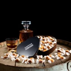 Valentines Day Gift Scotch Whiskey Caramels - Heart Tin - Him & Her, Premium Salted Caramel, Valentine Chocolate Candy Dapper Delights Gourmet Collection, Love Basket For Men, Boyfriend, Husband, Dad -Refined Spirits Store CaramelTinHeart2 2 3