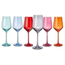 Colored Wine Glass Set, Large 12 Oz Glasses Set Of 6, Unique Italian Style Tall Stemmed For White& Red Wine, Water, Margarita Glasses, Color Tumbler, Gifts, Viral Beautiful Glassware - Dinner Party 14 Colored Wine Glass Set, Large 12 Oz Glasses Set Of 6, Unique Italian Style Tall Stemmed For White& Red Wine, Water, Margarita Glasses, Color Tumbler, Gifts, Viral Beautiful Glassware - Dinner Party -Refined Spirits Store Coloredwineglasssetof6NEW 1 1
